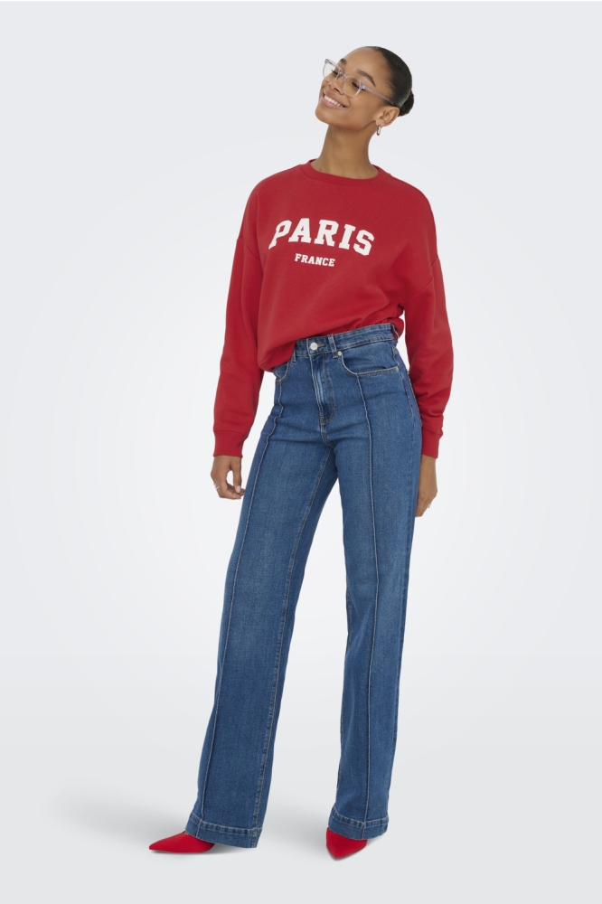 ONLSWEAT LIFE L/S CREW O.SIZE STATE 15254183 TRUE RED/PARIS FRANCE